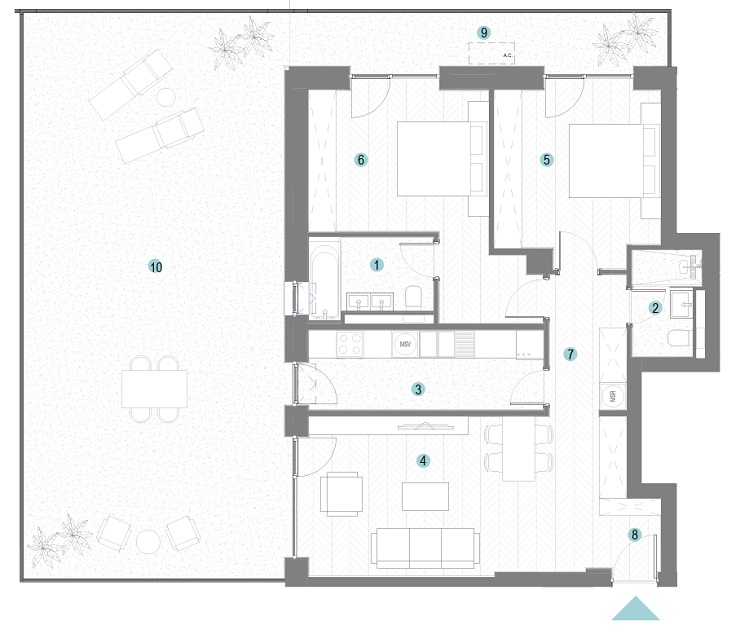 Apartament cu 3 camere 3R1D Silk District Faza 3