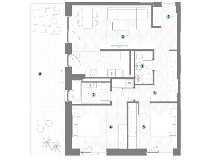 Apartament cu 3 camere 3R2P Silk District Faza 3