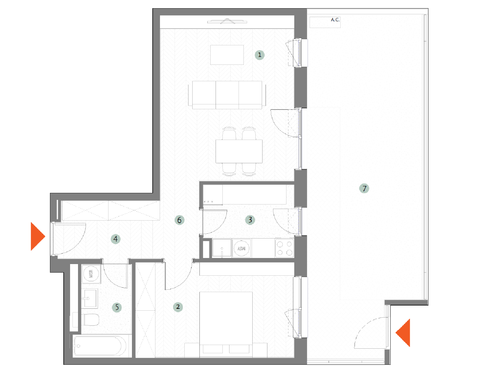 Plan maisonette 2r13p